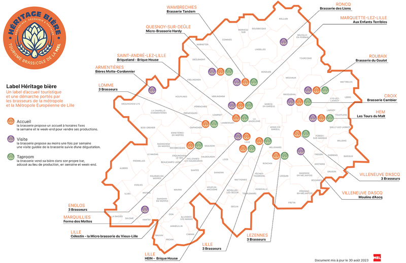 Map du label Héritage Bière de la MEL