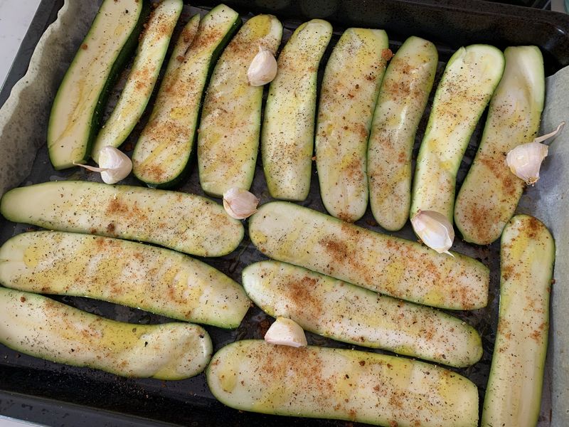 Courgettes au four avant cuisson